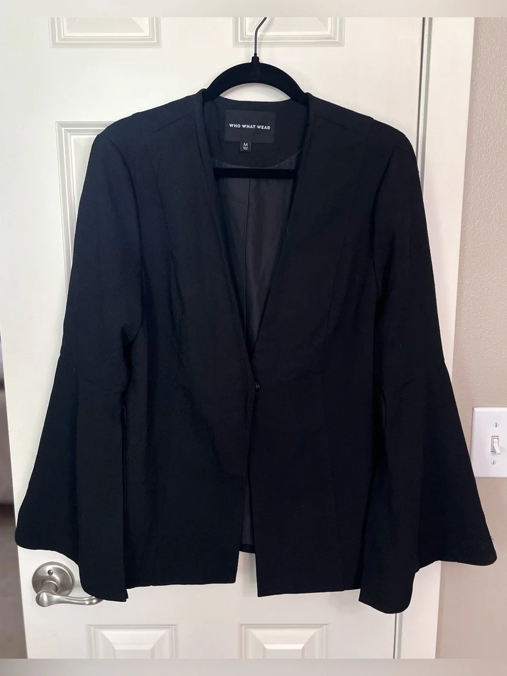 Who What Wear Bell-Sleeve Collarless Blazer
